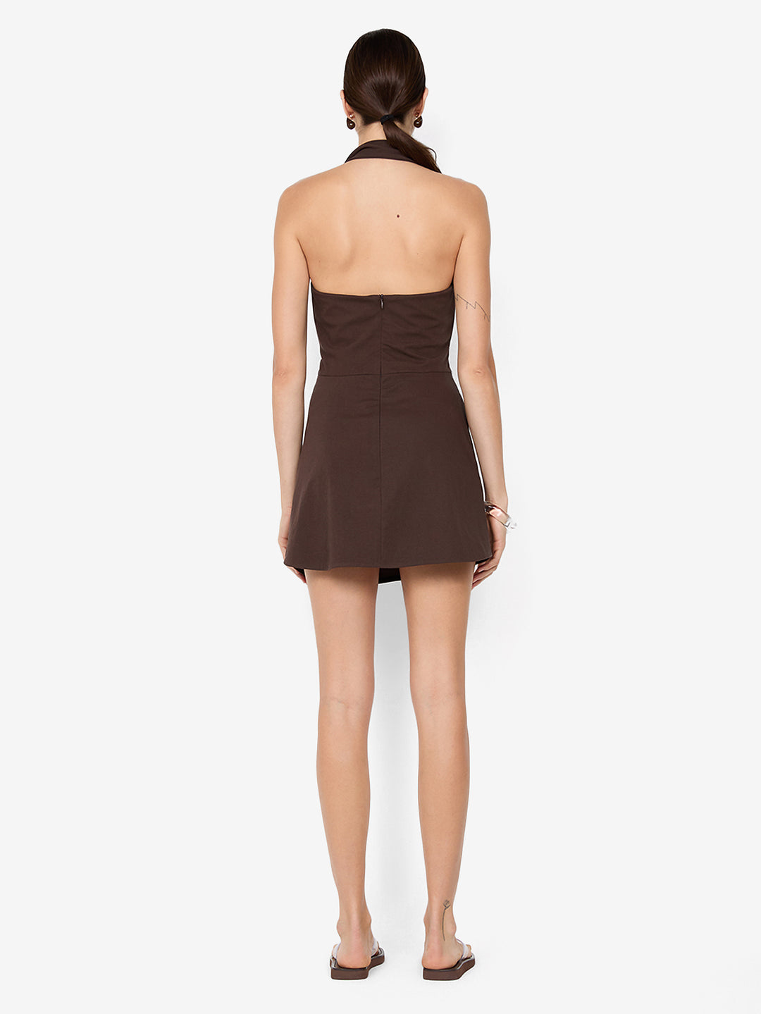 brown halter neck mini dress Noemi Halter Mini Dress | Chocolate Brown main image 1