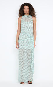 ALGARVE COWL NECK MAXI DRESS - MINT SLICE STRIPE
