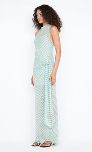 ALGARVE COWL NECK MAXI DRESS - MINT SLICE STRIPE