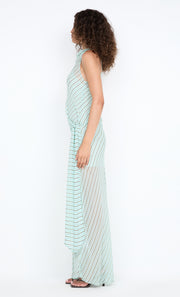 ALGARVE COWL NECK MAXI DRESS - MINT SLICE STRIPE