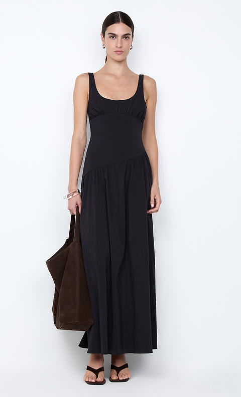 REID ASYM MAXI DRESS - BLACK