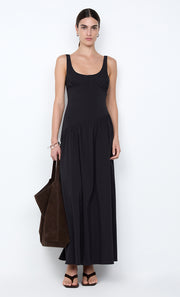 REID ASYM MAXI DRESS - BLACK