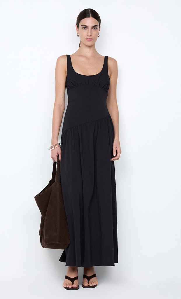 REID ASYM MAXI DRESS - BLACK