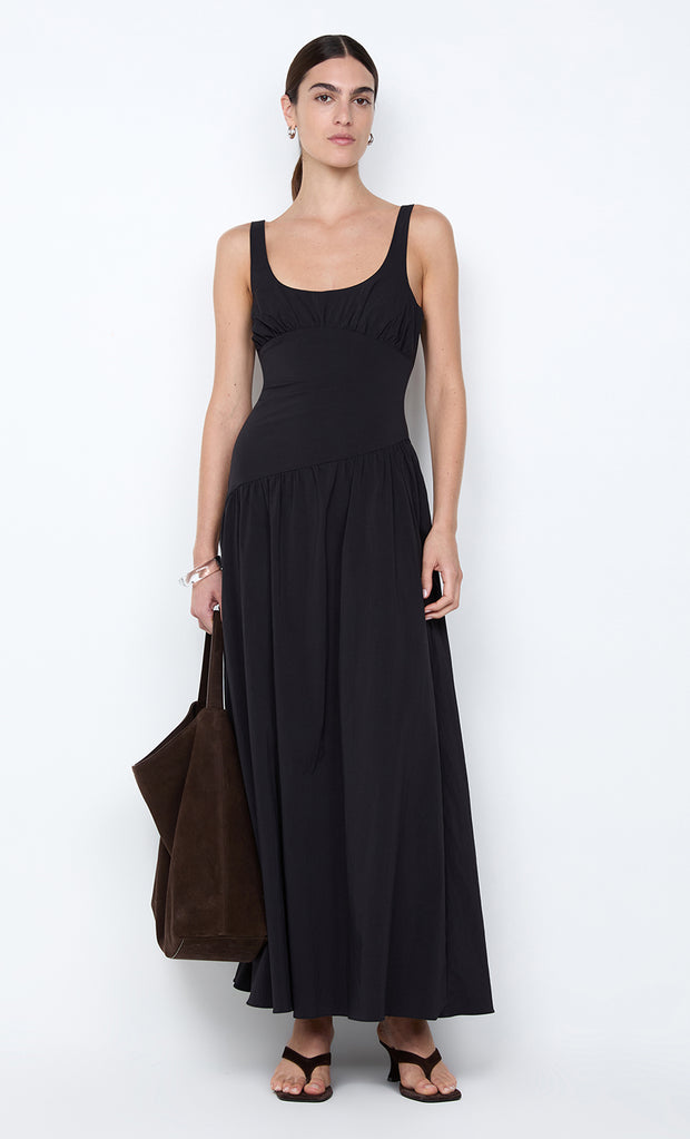 REID ASYM MAXI DRESS - BLACK
