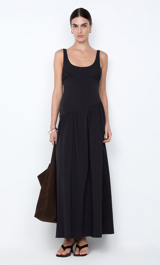 REID ASYM MAXI DRESS - BLACK