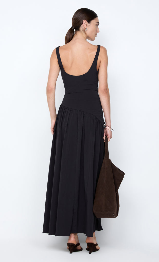 REID ASYM MAXI DRESS - BLACK