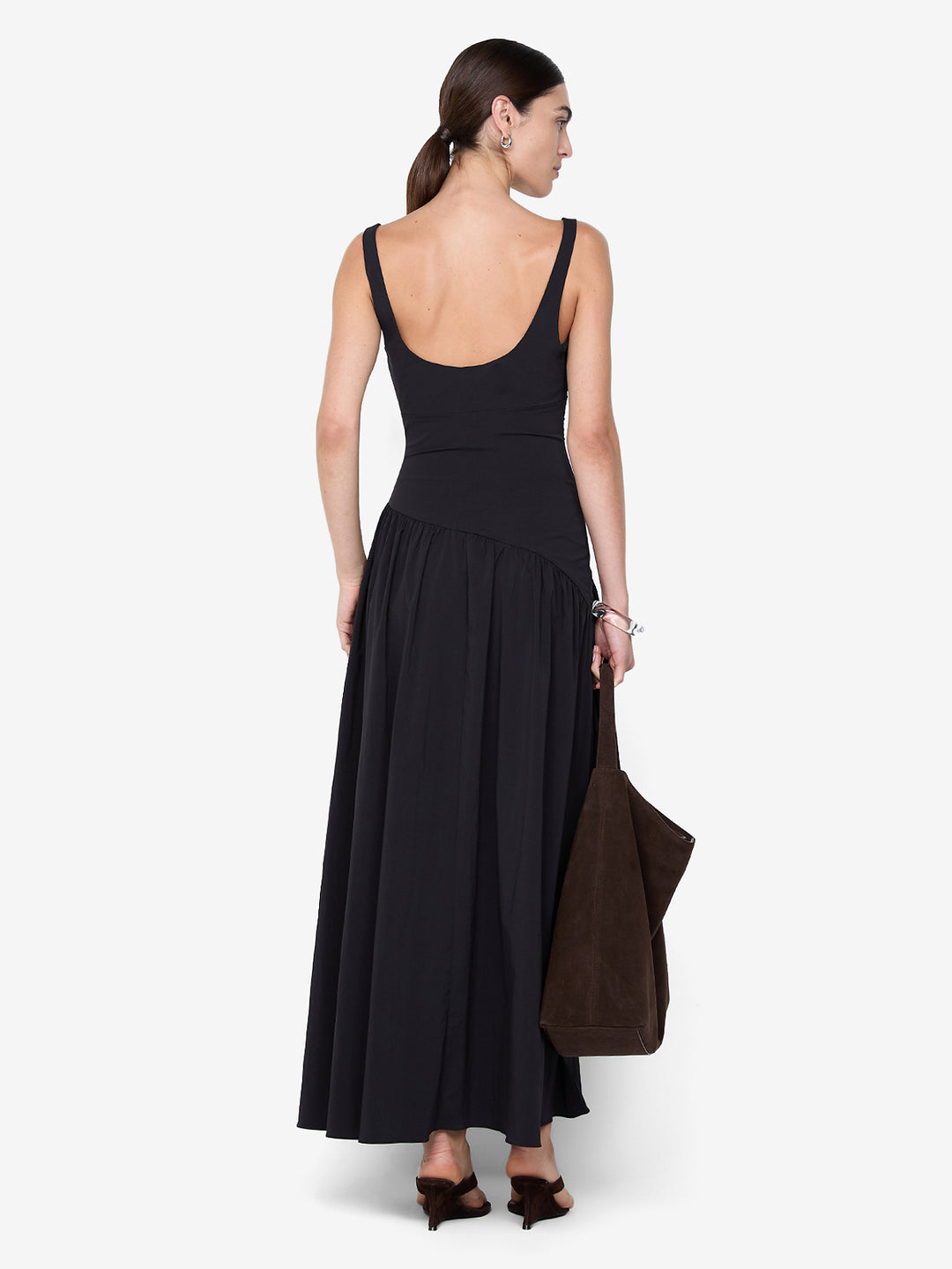 REID ASYM MAXI DRESS - BLACK