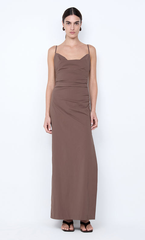 LYANA COWL NECK MAXI DRESS - MILK CHOCOLATE
