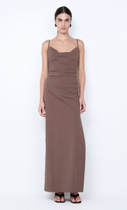 LYANA COWL NECK MAXI DRESS - MILK CHOCOLATE