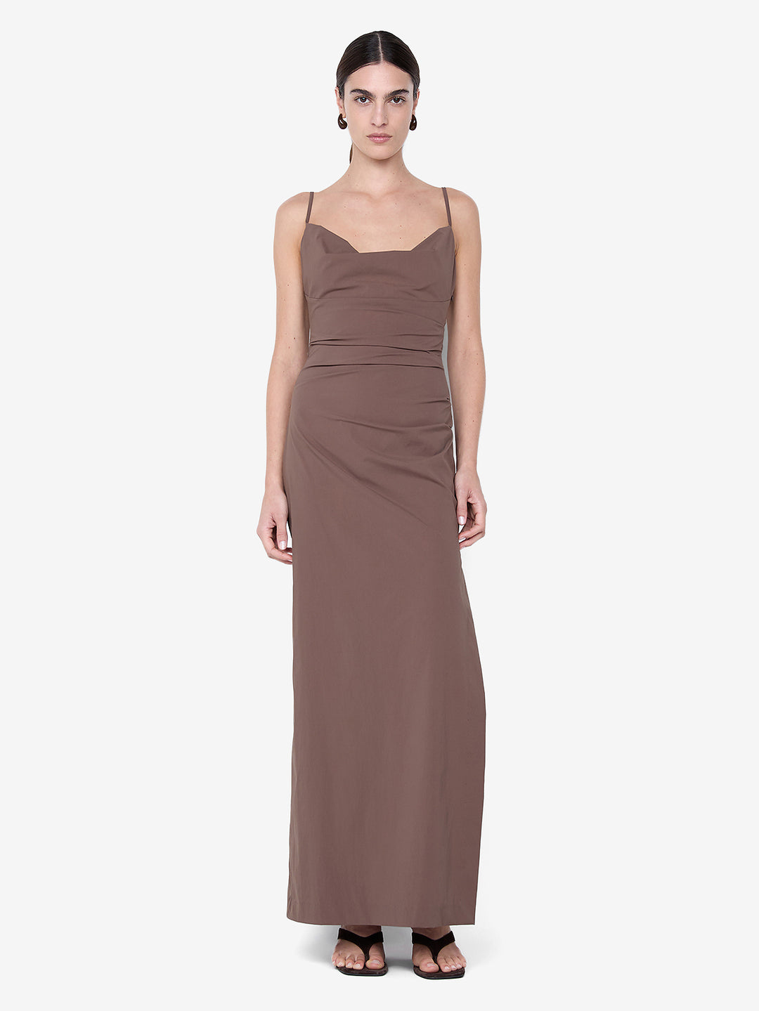 LYANA COWL NECK MAXI DRESS - MILK CHOCOLATE