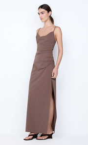 LYANA COWL NECK MAXI DRESS - MILK CHOCOLATE
