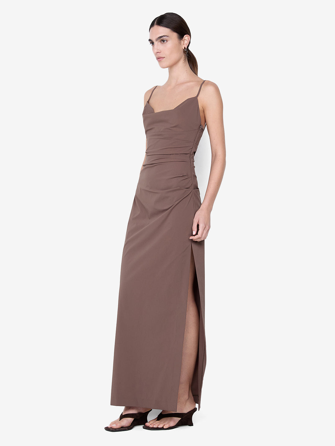 LYANA COWL NECK MAXI DRESS - MILK CHOCOLATE