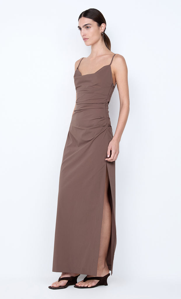 LYANA COWL NECK MAXI DRESS - MILK CHOCOLATE