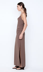 LYANA COWL NECK MAXI DRESS - MILK CHOCOLATE