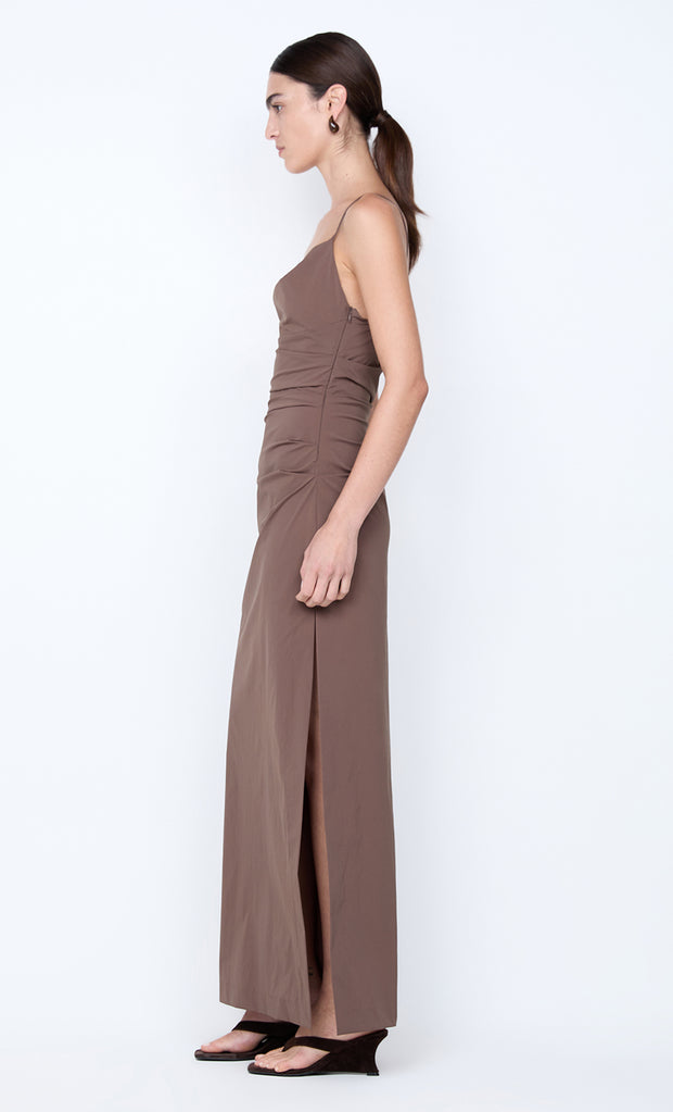 LYANA COWL NECK MAXI DRESS - MILK CHOCOLATE