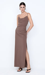 LYANA COWL NECK MAXI DRESS - MILK CHOCOLATE