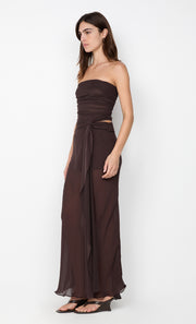 JEHNAYA STRAPLESS MAXI DRESS - DARK CHOCOLATE