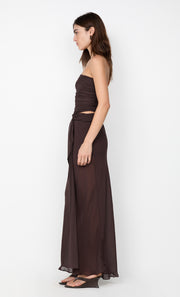 JEHNAYA STRAPLESS MAXI DRESS - DARK CHOCOLATE