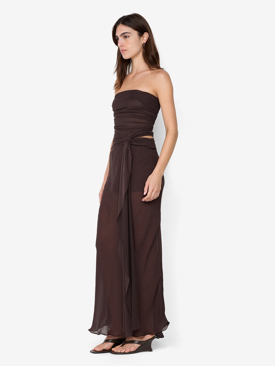 JEHNAYA STRAPLESS MAXI DRESS - DARK CHOCOLATE