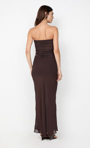 JEHNAYA STRAPLESS MAXI DRESS - DARK CHOCOLATE