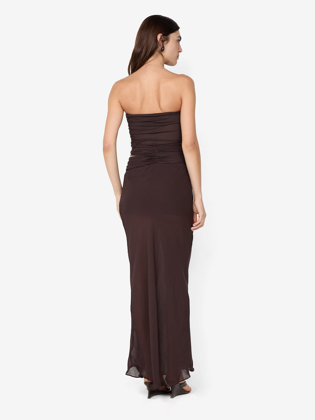 JEHNAYA STRAPLESS MAXI DRESS - DARK CHOCOLATE