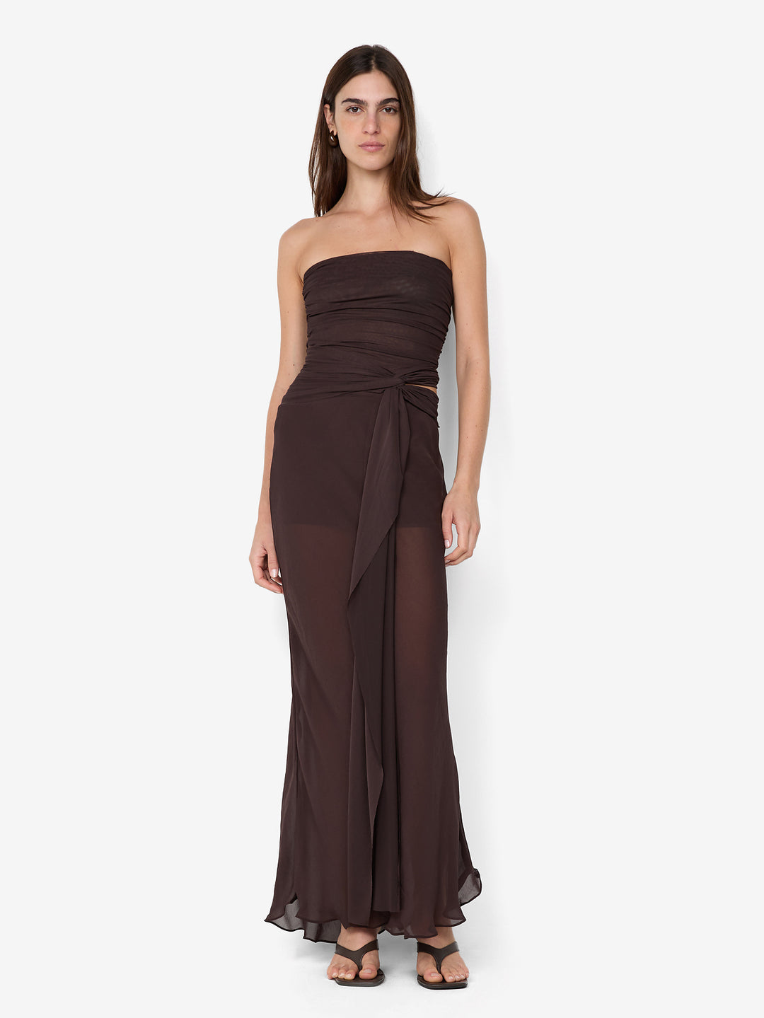 JEHNAYA STRAPLESS MAXI DRESS - DARK CHOCOLATE
