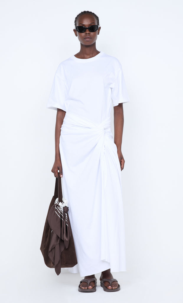 CYPRUS TWIST TEE DRESS - WHITE