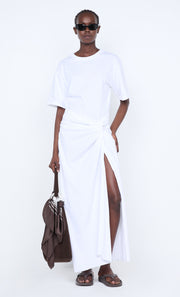 CYPRUS TWIST TEE DRESS - WHITE