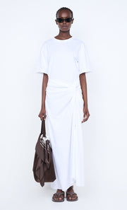CYPRUS TWIST TEE DRESS - WHITE