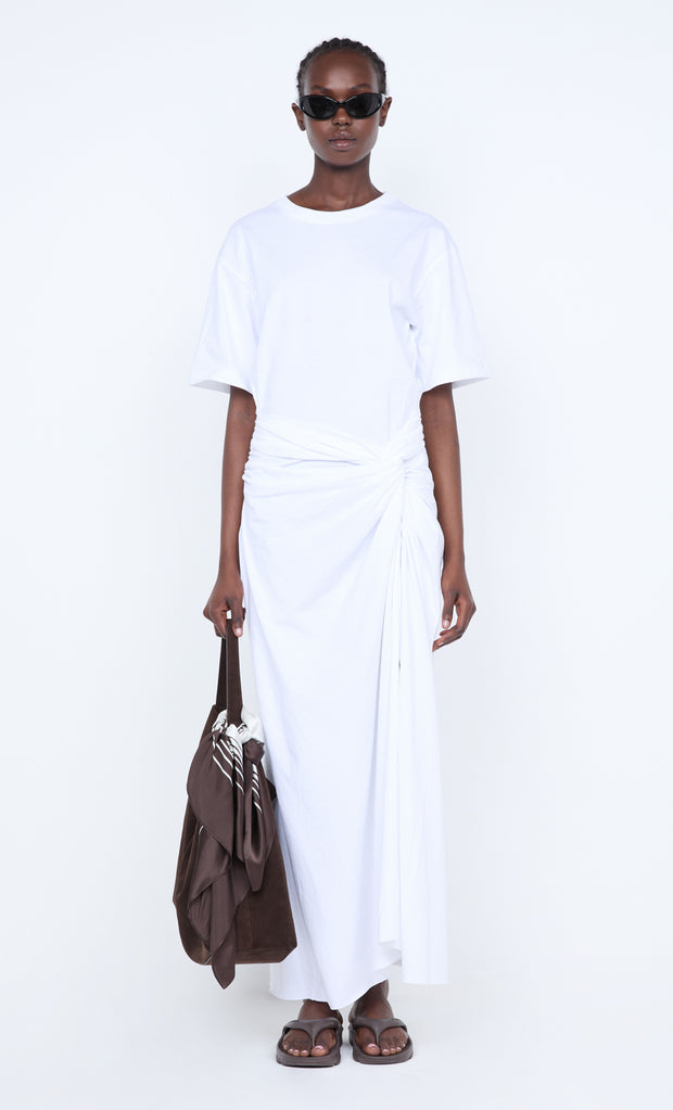CYPRUS TWIST TEE DRESS - WHITE