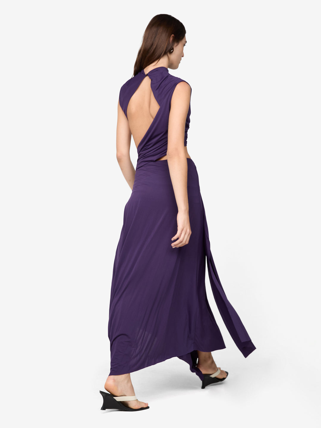 Bec + Bridge Leilah Drape Midi Dress in Purple