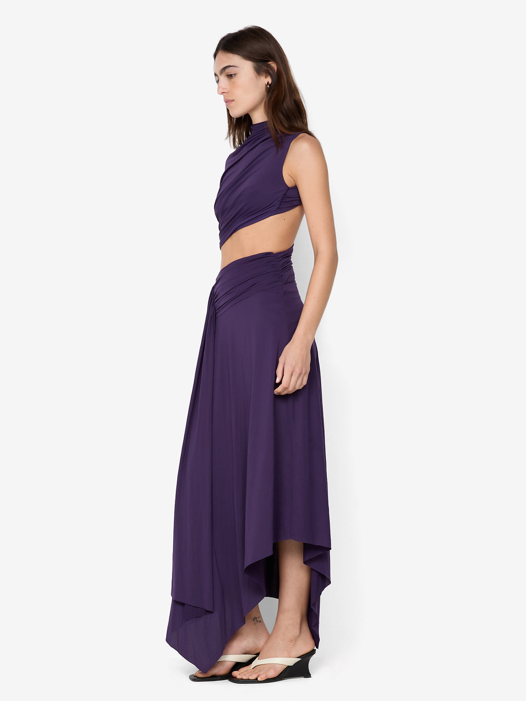 Bec + Bridge Leilah Drape Midi Dress in Purple