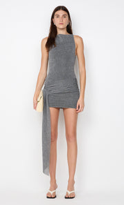 ASTRA DRAPE MINI DRESS - CHROME