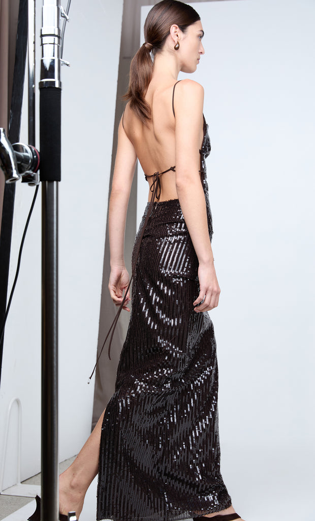 ROMILLY MAXI DRESS - DARK CHOCOLATE
