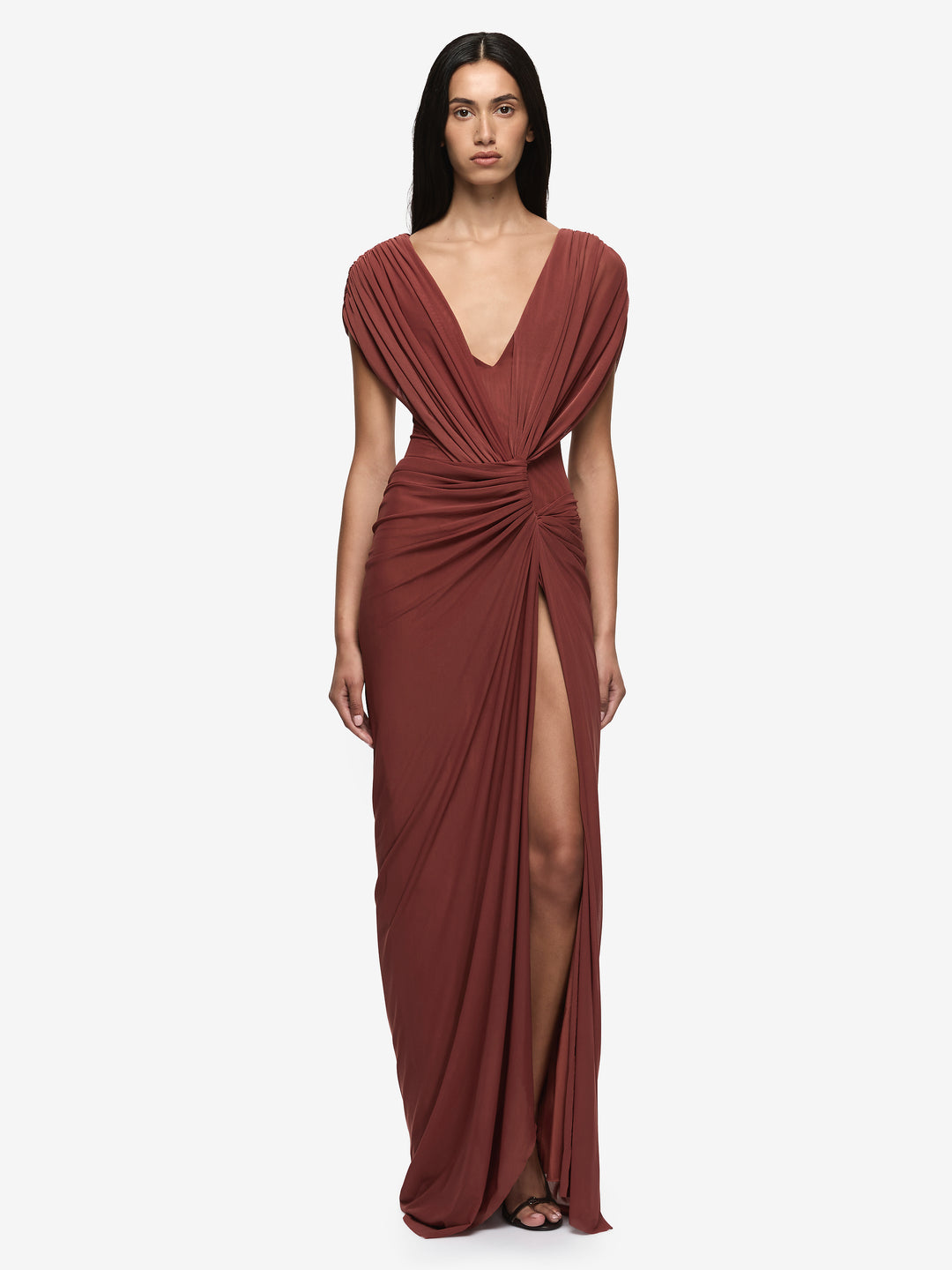 LEIA DRAPE MAXI DRESS - RUST