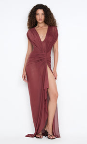 LEIA DRAPE MAXI DRESS - RUST