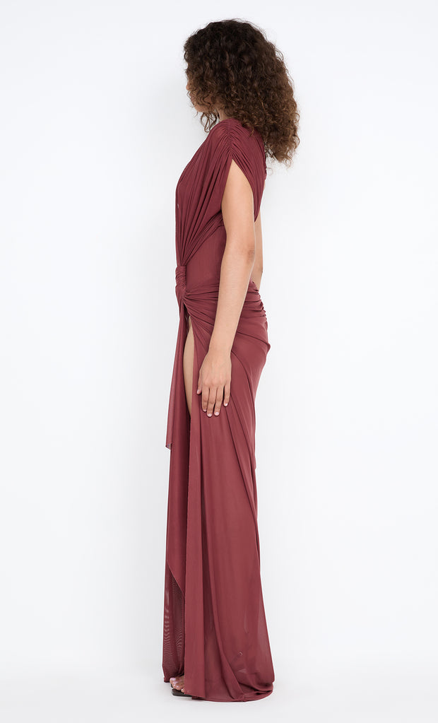 LEIA DRAPE MAXI DRESS - RUST