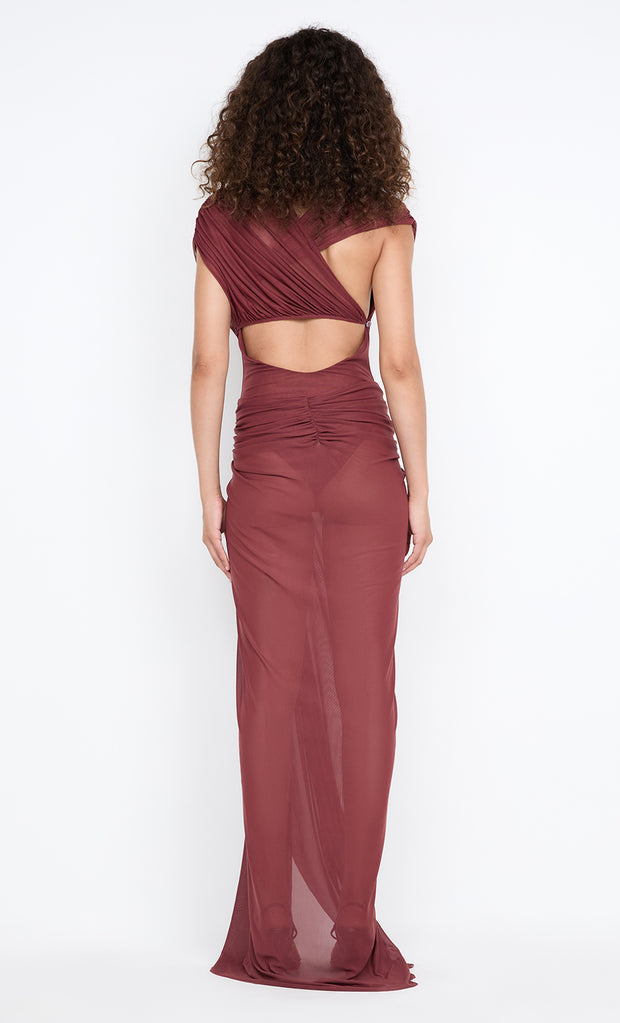 LEIA DRAPE MAXI DRESS - RUST