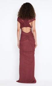 LEIA DRAPE MAXI DRESS - RUST