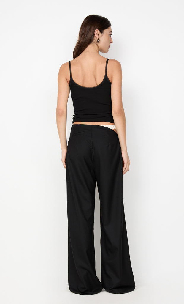 DEMI CONTRAST ASYM PANT - BLACK