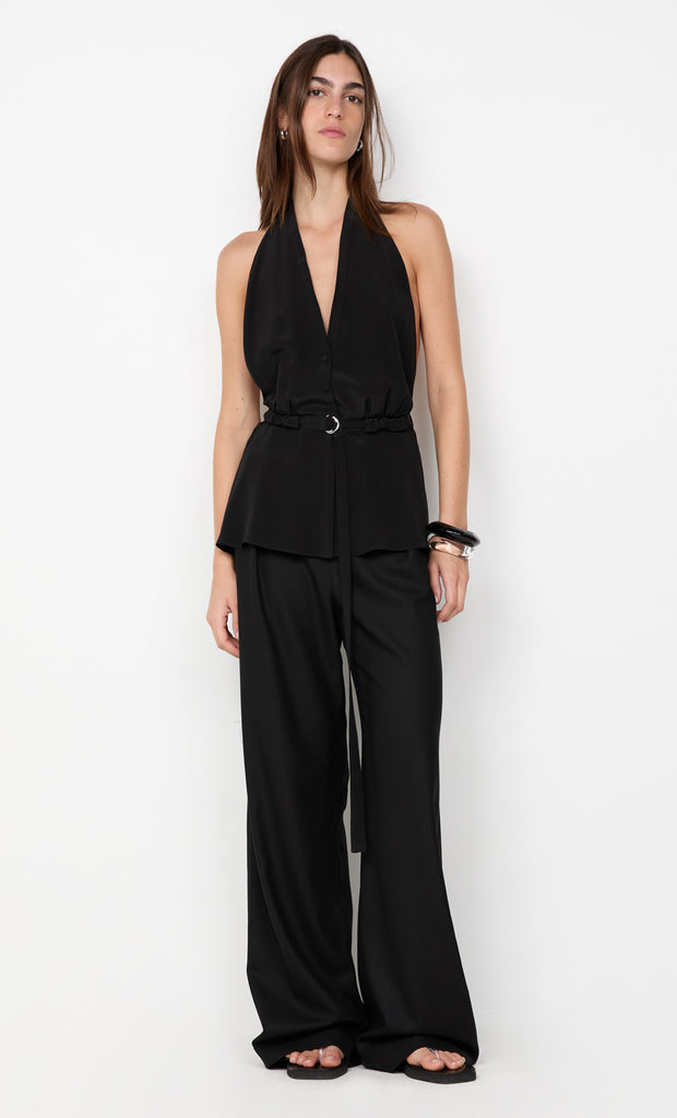 LORA HALTER TOP - BLACK