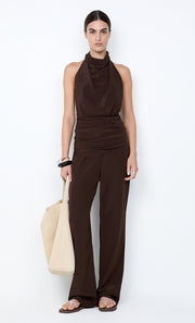 LUCIE HALTER TOP - DARK CHOCOLATE