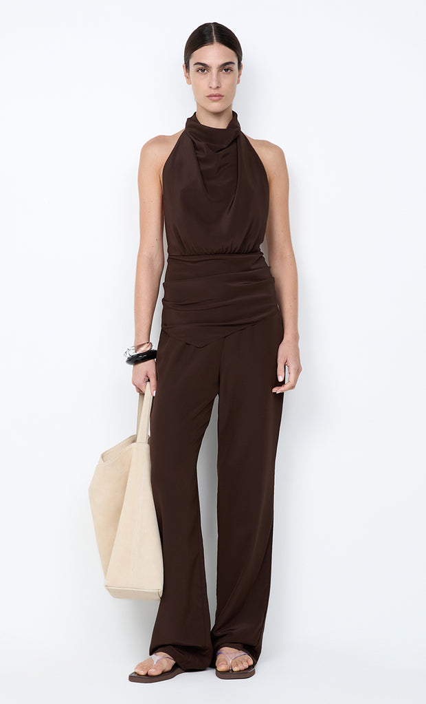 LUCIE HALTER TOP - DARK CHOCOLATE