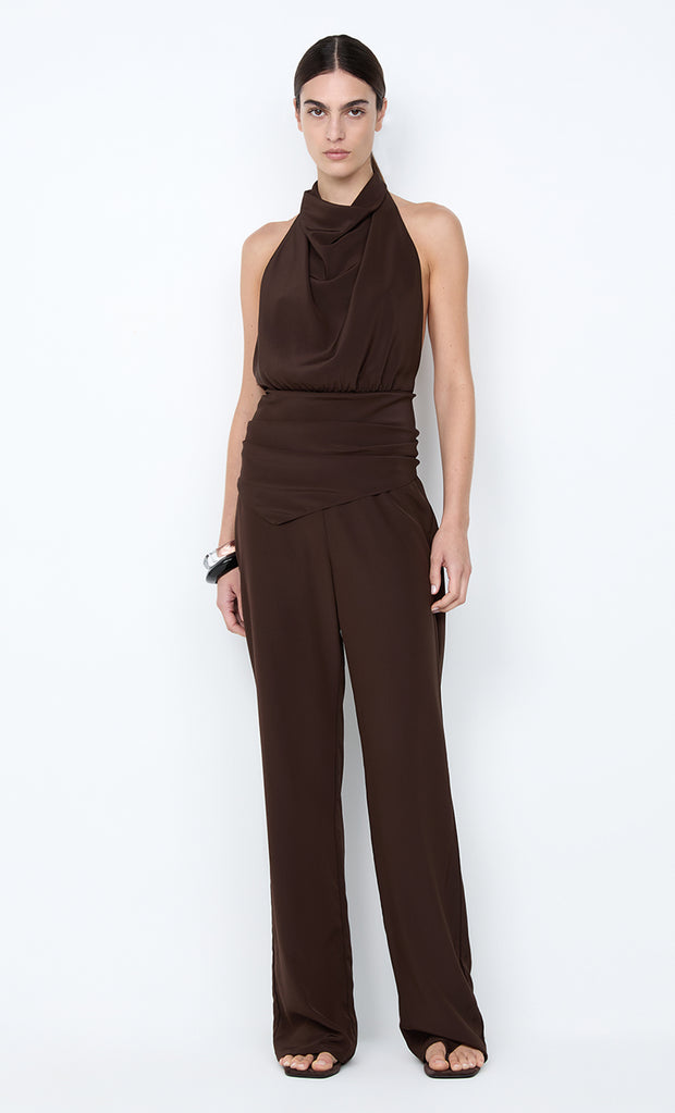 LUCIE HALTER TOP - DARK CHOCOLATE