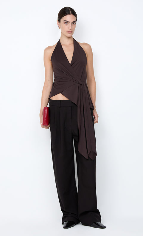 MIA HALTER TOP - DARK CHOCOLATE