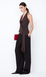 MIA HALTER TOP - DARK CHOCOLATE
