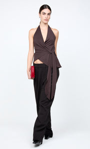 MIA HALTER TOP - DARK CHOCOLATE