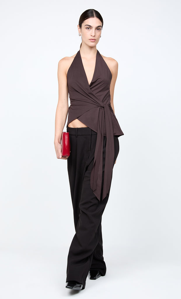 MIA HALTER TOP - DARK CHOCOLATE