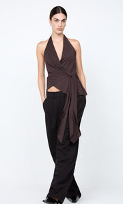 MIA HALTER TOP - DARK CHOCOLATE