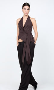 MIA HALTER TOP - DARK CHOCOLATE